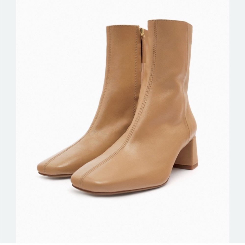Zara Tan Heeled Boots